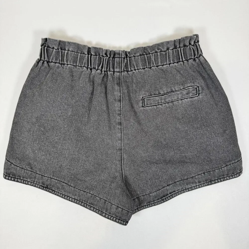 NWT Thread & Supply Grey Acid Wash Paperbag Elastic Waist Shorts - M